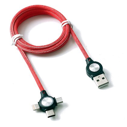 CONEXION USB MACHO 3 EN 1, MICRO USB, LIGHTNING Y USB TIPO C CABLE TRENZADO 2A 1m